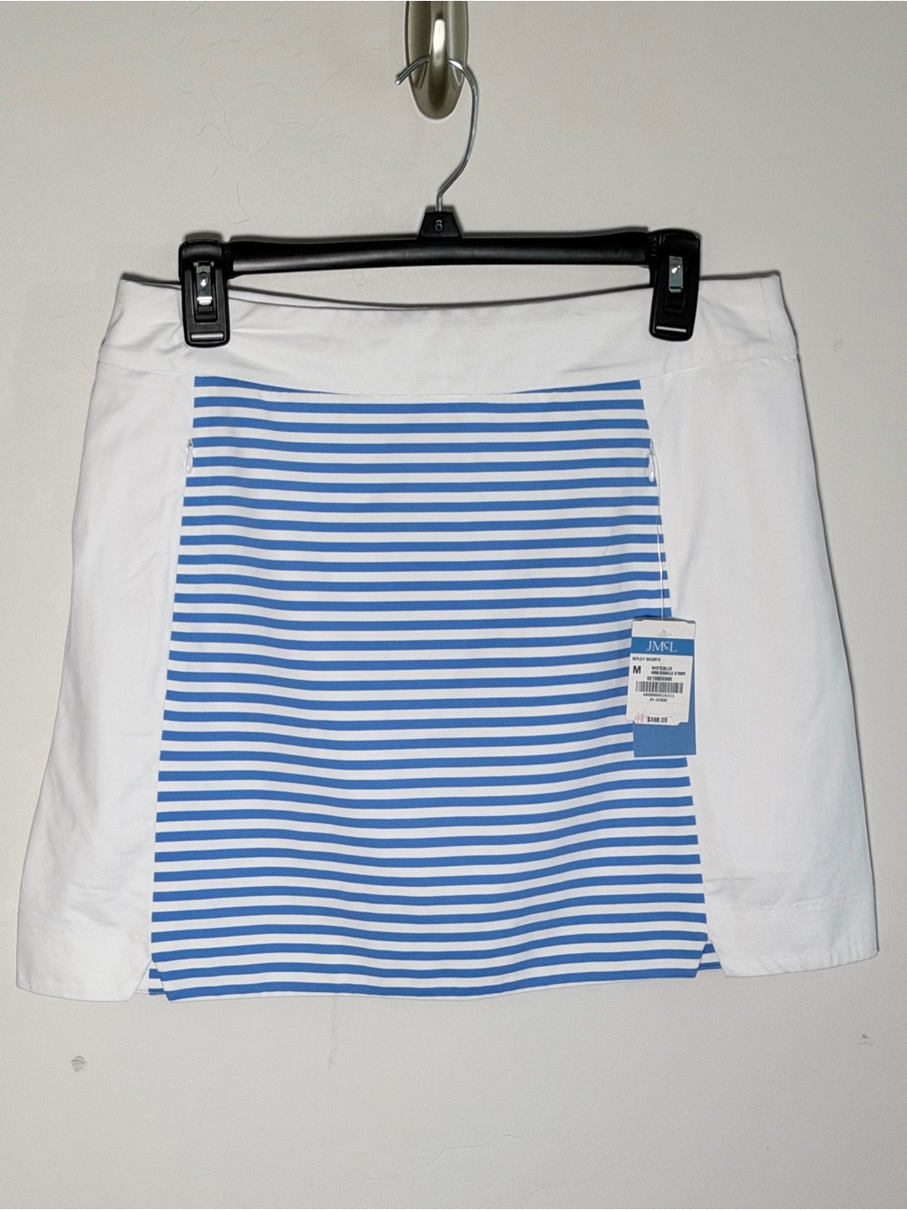 J.MCLAUGHLIN Ripley Skort White/Blue Mini Bangle Stripe Size Medium NWT $168 - Picture 3 of 9